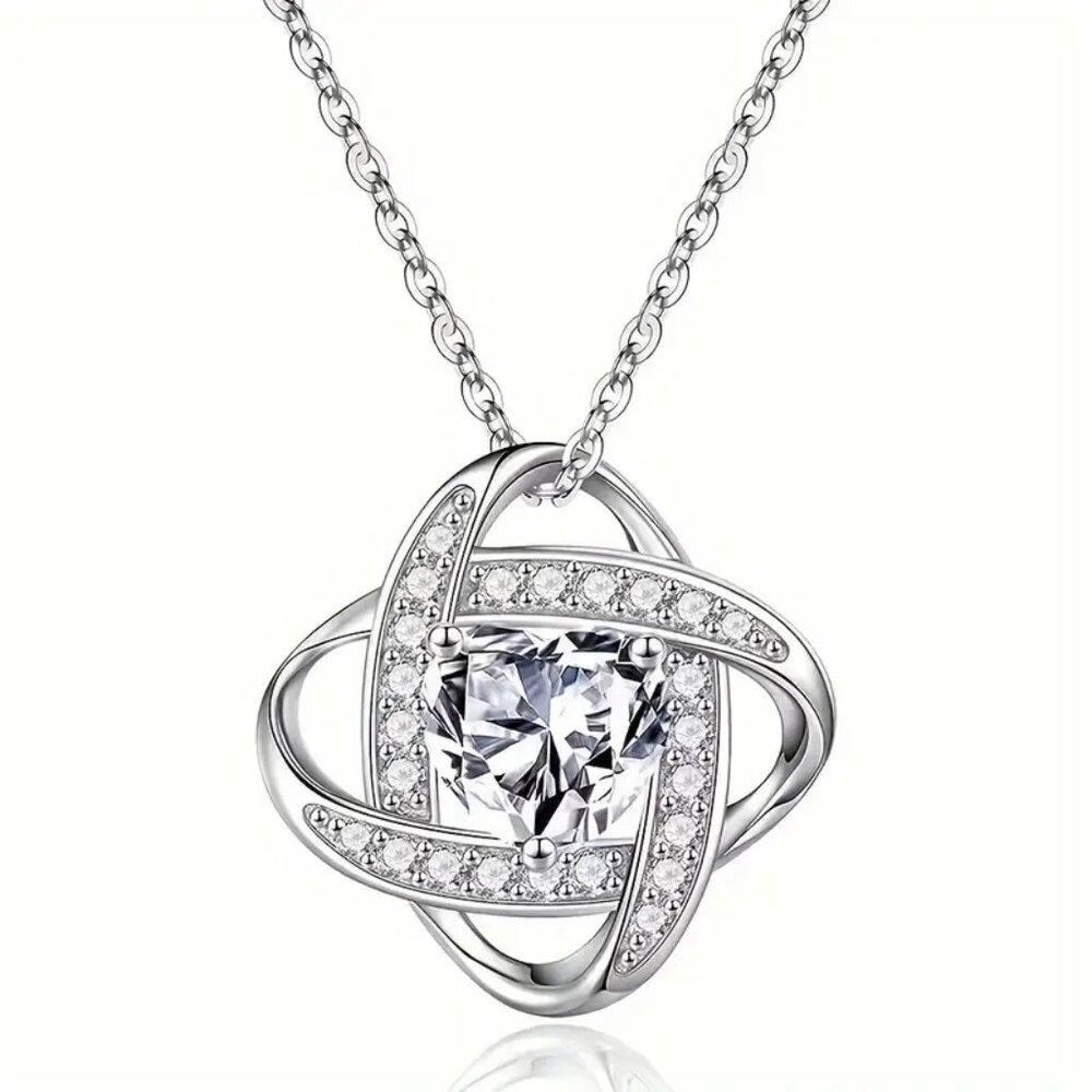 Elegant Silver Necklace with Crystal Pendant